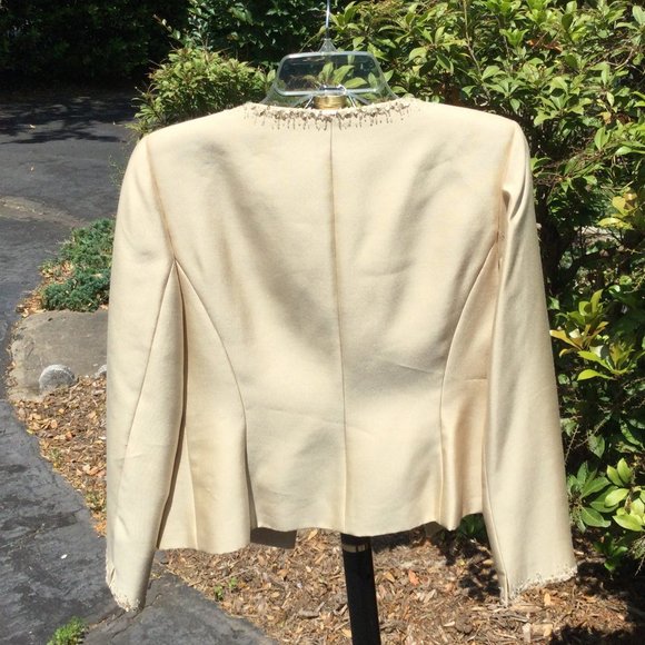 Albert Nipon Sequin Gold Jacket-Top-Skirt 3pc Suit - Picture 4 of 8